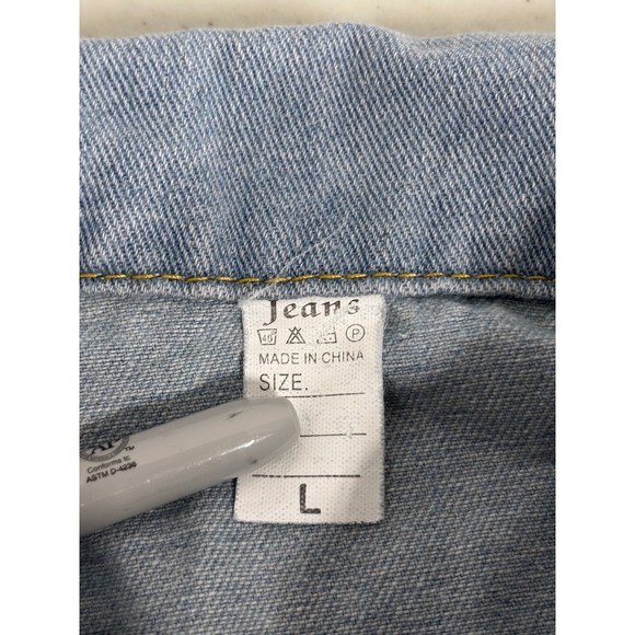 Current Women's Distressed Light Wash Denim Vest Frayed Sleeveless L NWT - Picture 3 of 5